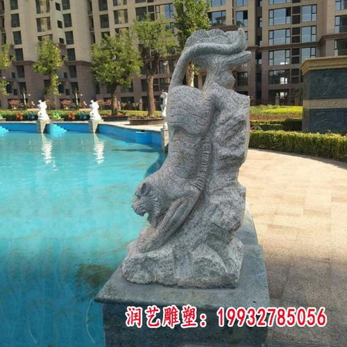 花岗岩十二生肖石柱景观雕塑 房地产十二生肖石头雕塑 润艺雕塑