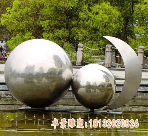 不锈钢镂空月亮雕塑 贵州月亮白钢雕塑生产厂家