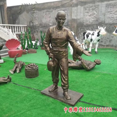 玻璃钢仿铜店小二雕塑 安阳店小二铸铜雕塑生产厂家