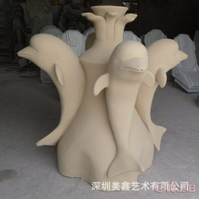 【厂家直销玻璃钢雕塑砂岩海豚雕塑户外园林景观雕塑来图订做】 - 产品库