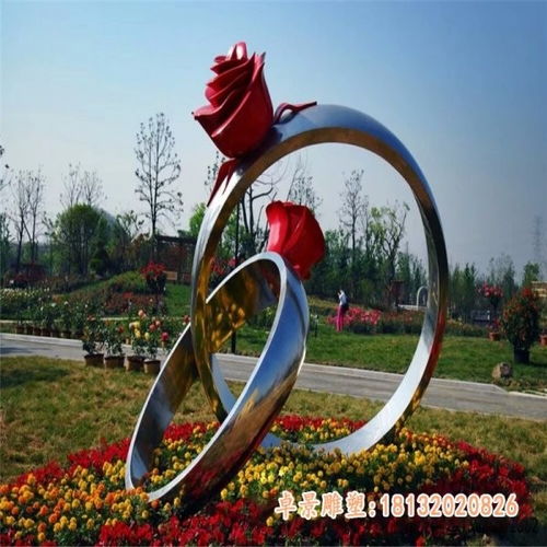 不锈钢戒指核心价值党建雕塑 北京戒指白钢雕塑图片