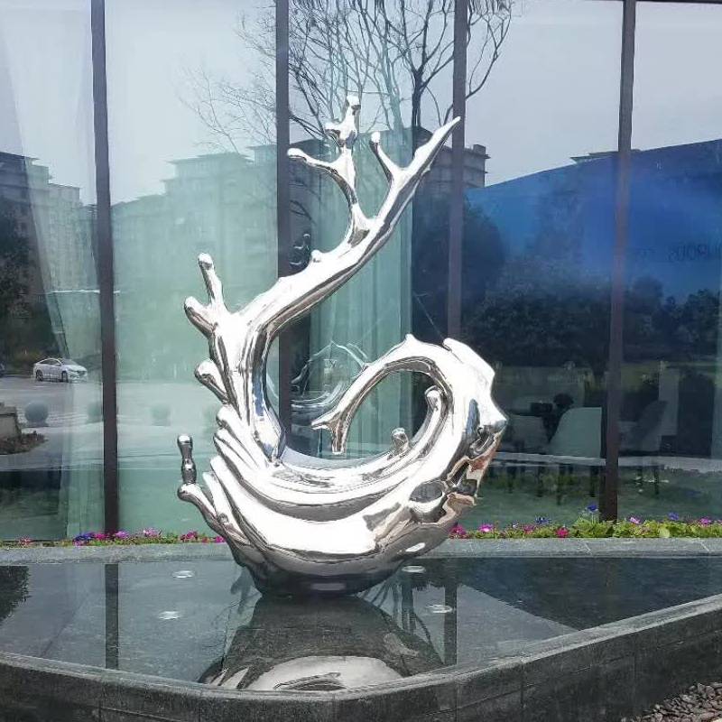 不锈钢浪花雕塑水滴景观雕塑户外广场水池摆件万森雕塑供应定制